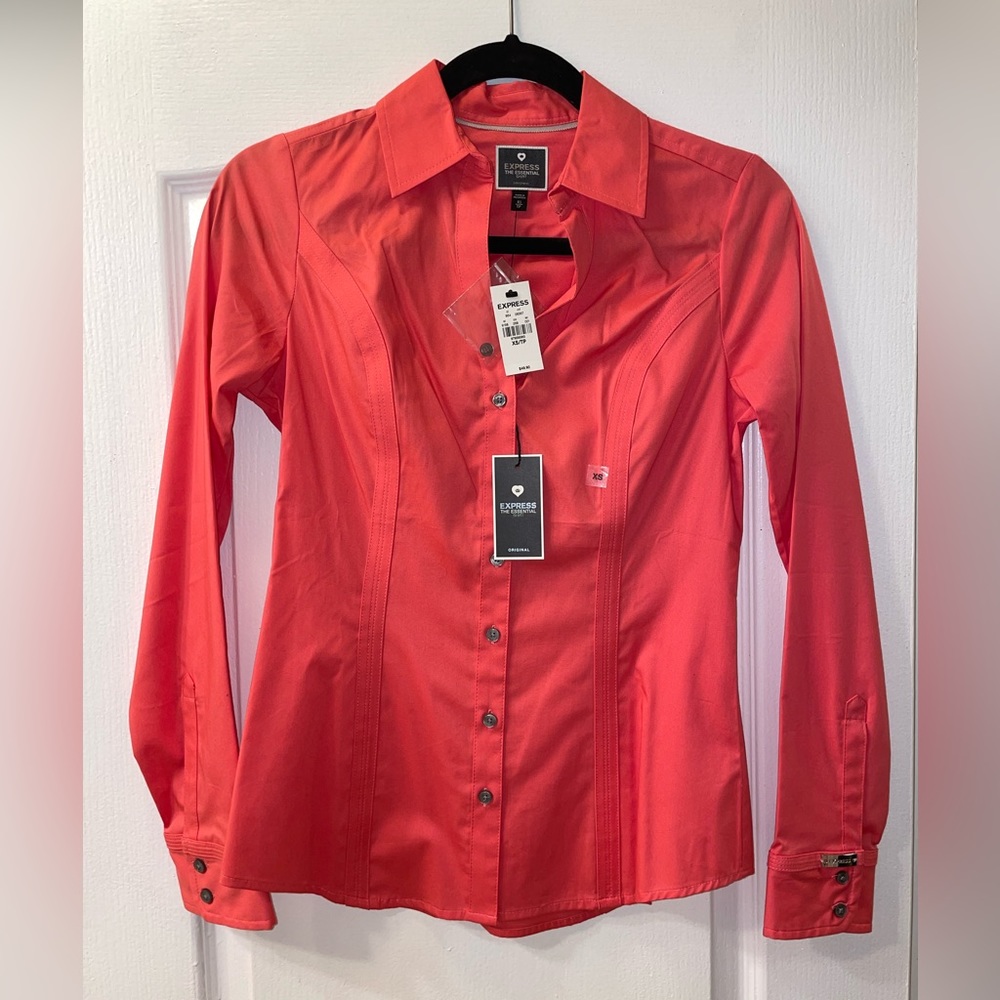 EXPRESS The Essential Button Down Long Sleeve Shirt - size XS. Brand new w/ tags
